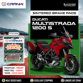 CRANK1 CB744 Sintered Front Brake Pads for Ducati Multistrada 1200 S 2015-2017 and compatible motorcycles