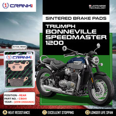 CRANK1 CB041 Sintered Rear Brake Pads for Triumph Bonneville Speedmaster 1200 Touring Motorcycle