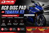RCB S2-D2 Gold Series semi-metallic motorcycle brake pads for Yamaha R3 and MT-03, front 01DP075G and rear 01DP076G.