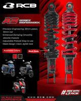 RCB A3 Series 330mm black rear monoshock for NTorq 125 and Burgman 01M0350B