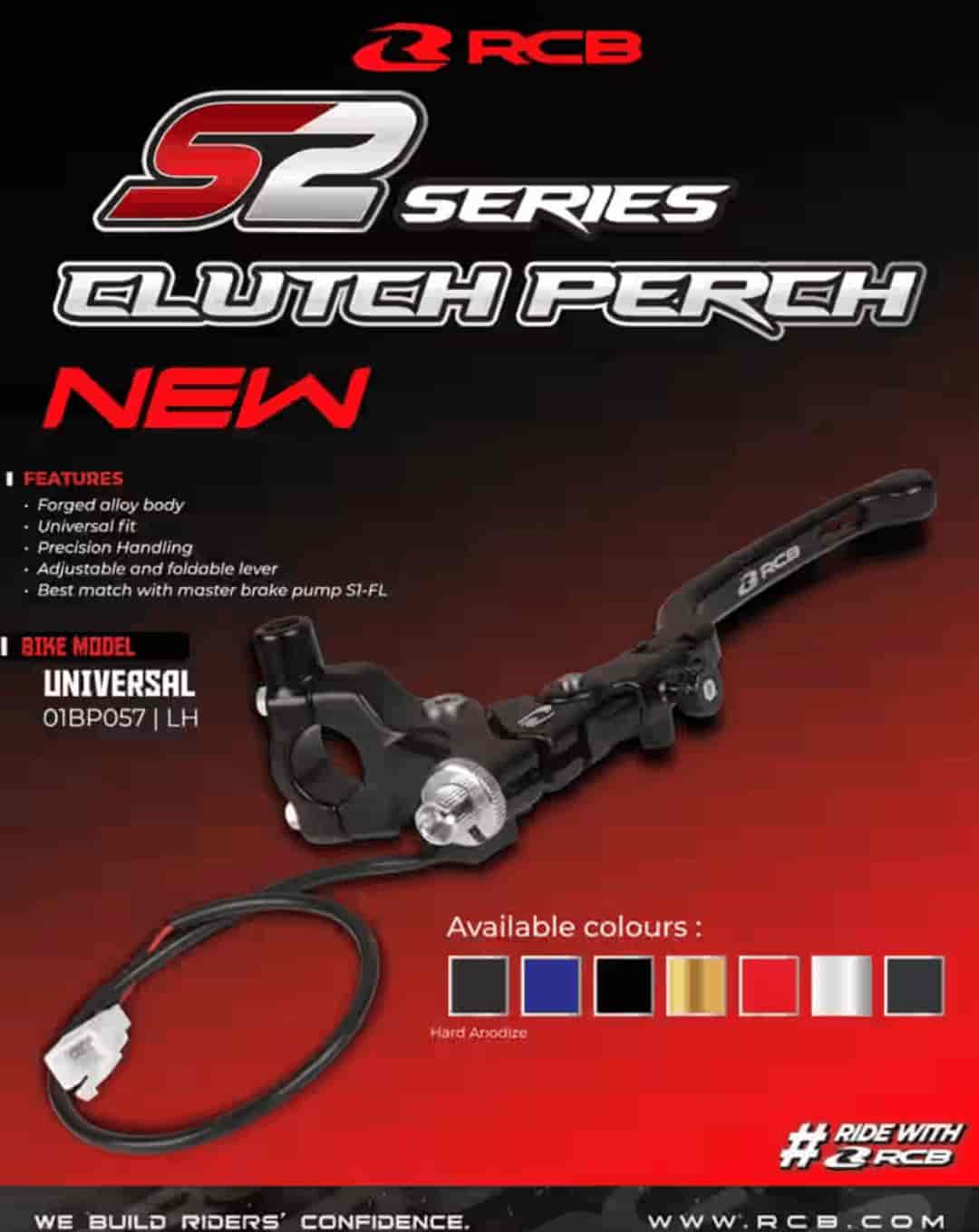 RCB S2 adjustable clutch lever perch LH black 01BP057B