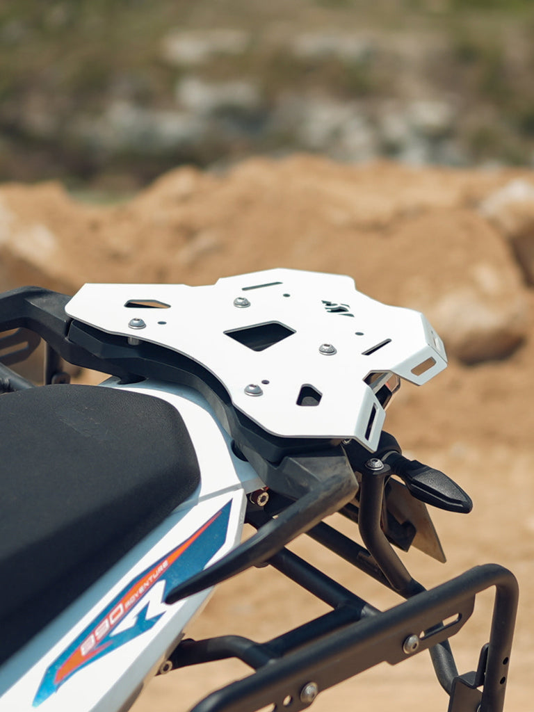 Legundary Custom KTM ADV 890 Huckita Carrier Plate Silver aluminium top rack luggage mount