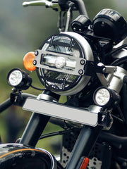 Legundary Custom Beacon Fog Light Mount Set for Royal Enfield Super Meteor 650 black mild steel auxiliary light holder