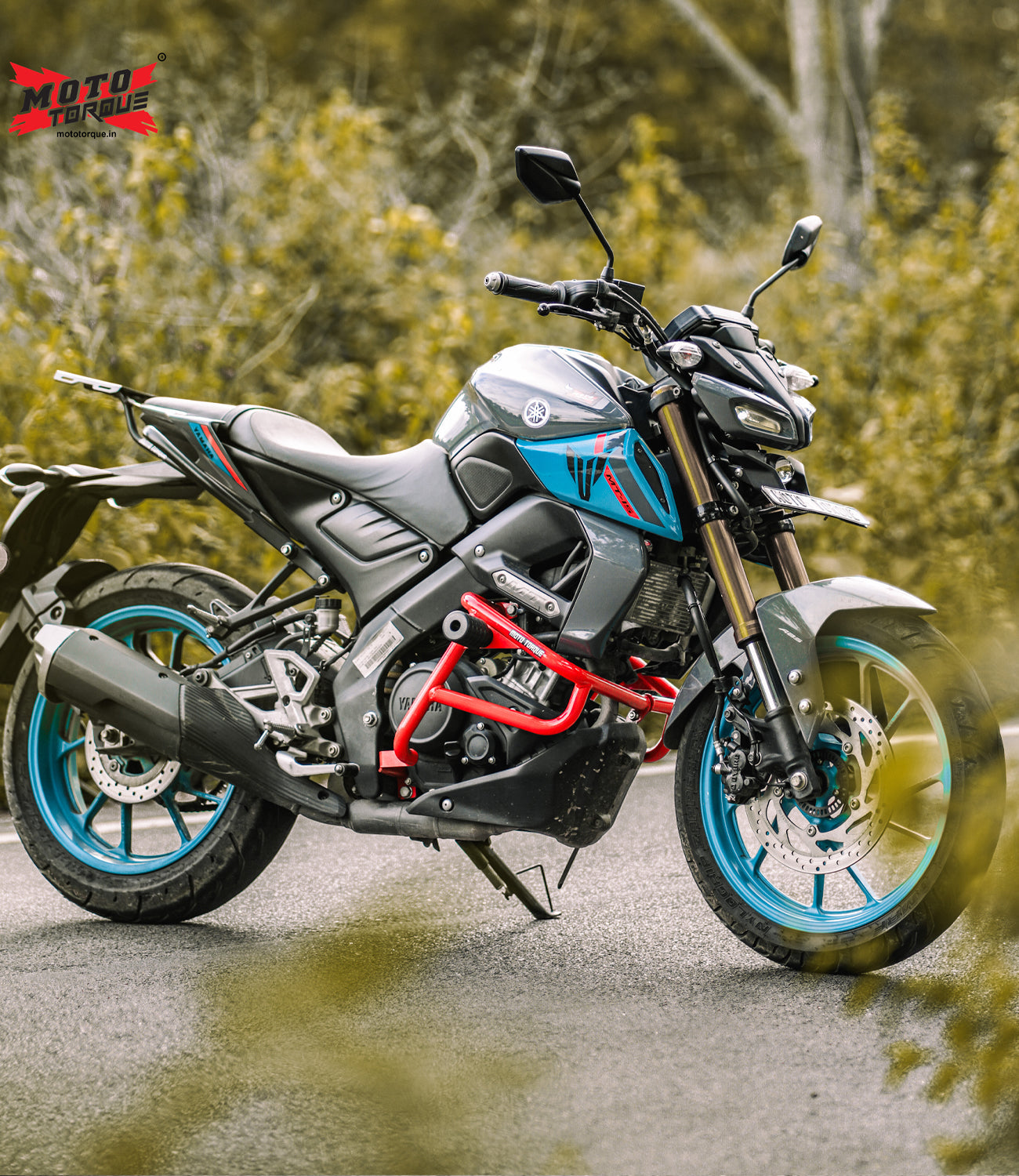 Moto Torque Alpha Crash Guard V2.0 Red for Yamaha MT-15 with X-Protect Sliders