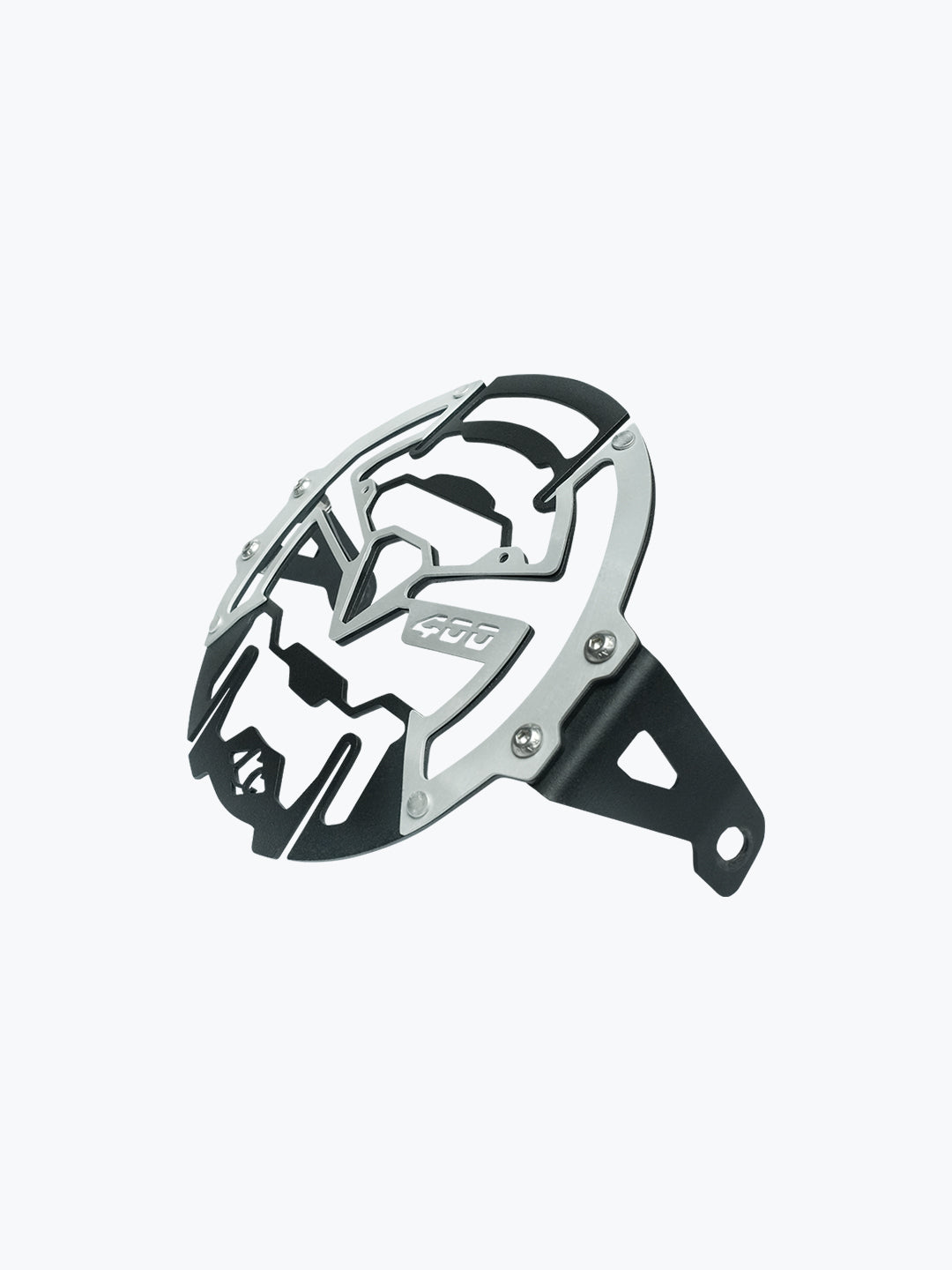 Legundary Custom Cosmic headlight grill for Triumph Scrambler 400 X black silver mild steel aluminium protector