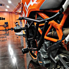 Hyperrider KTM Duke 250 390 BS4 BS6 Crash Guard with CNC Delrin Frame Sliders Black Orange