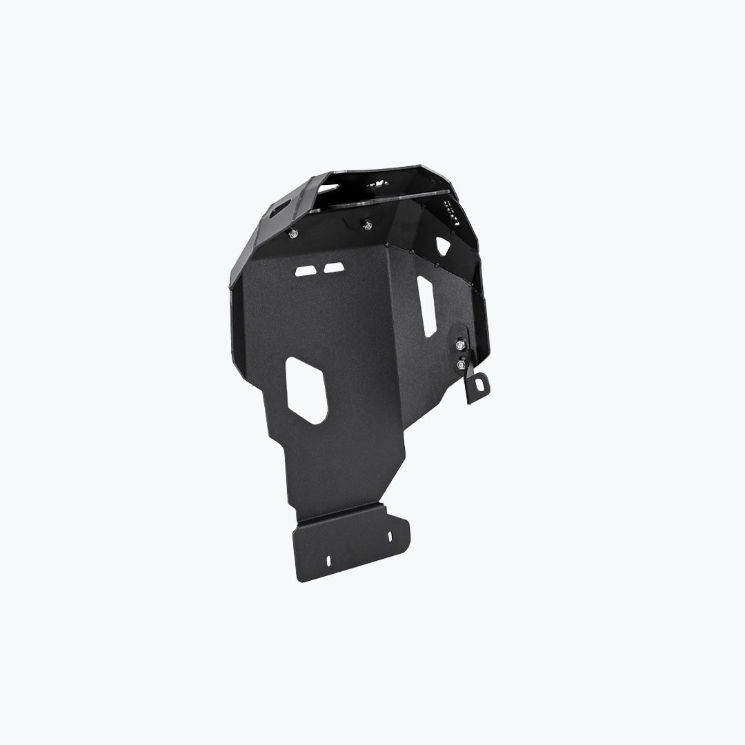 Legundary Custom BMW F900GS vambrace bash plate black aluminium engine sump guard skid plate