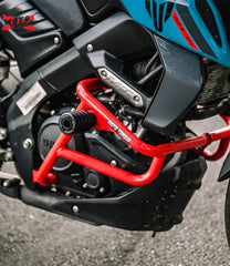 Moto Torque Alpha Crash Guard V2.0 Red for Yamaha MT-15 with X-Protect Sliders