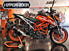 Hyperrider KTM Duke 250 390 BS4 BS6 Crash Guard with CNC Delrin Frame Sliders Black Orange
