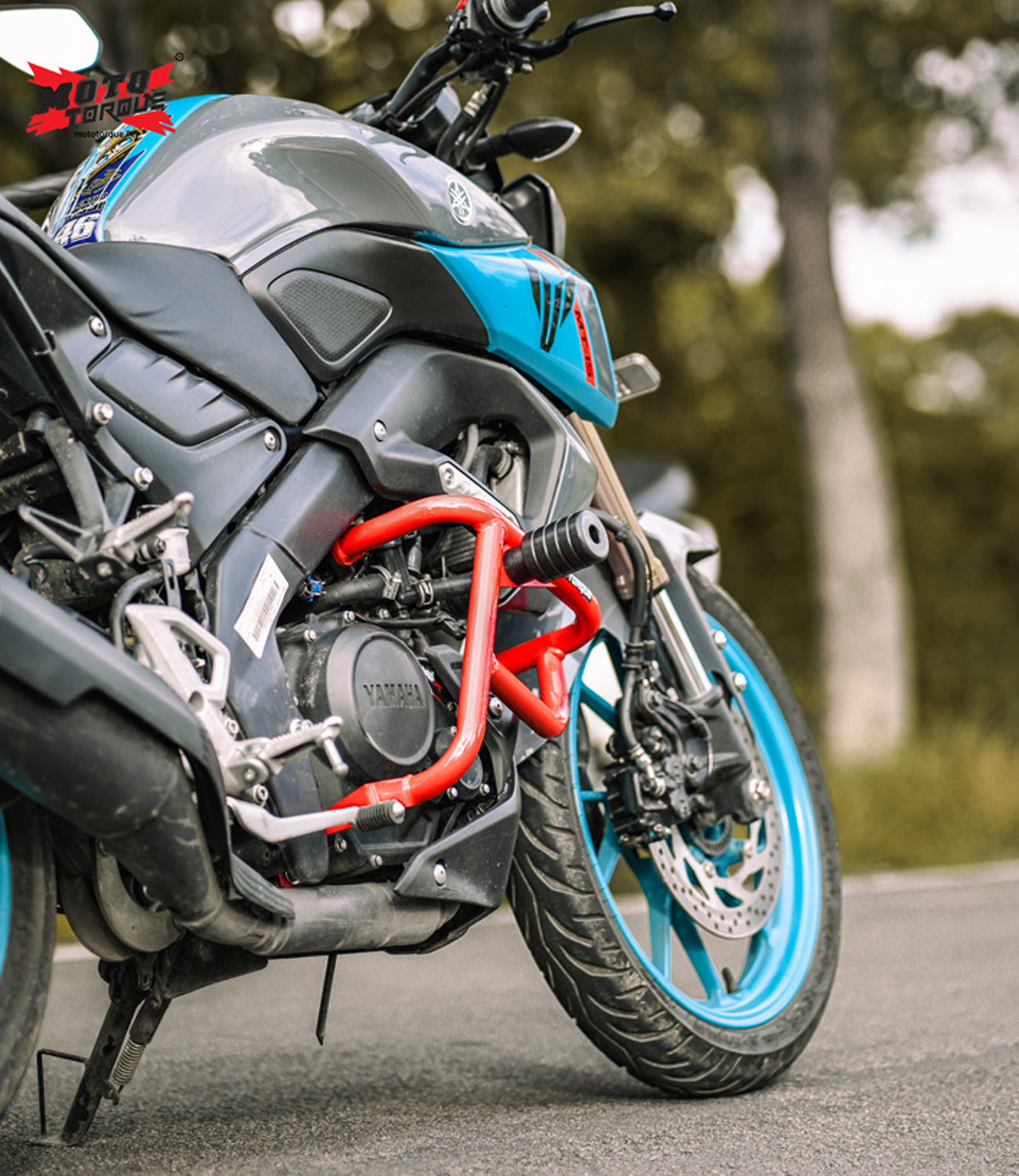 Moto Torque Alpha Crash Guard V2.0 Red for Yamaha MT-15 with X-Protect Sliders
