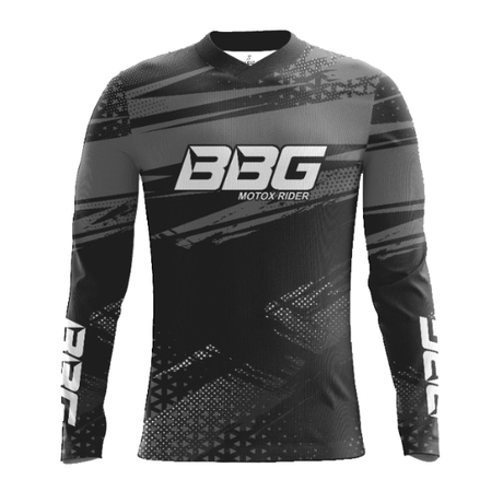 BBG motocross jersey for men in black neon orange and red for off road motorcycle riding