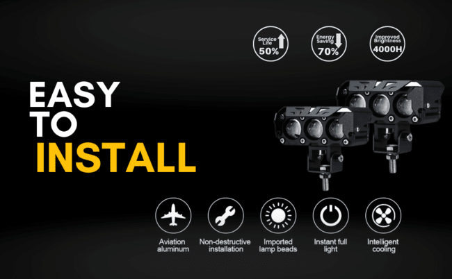 Original HJG Series of Premium Fog Light (3 Round LED HJG Fog Light, 60W per pc * 2 = 120W Total) White Yellow