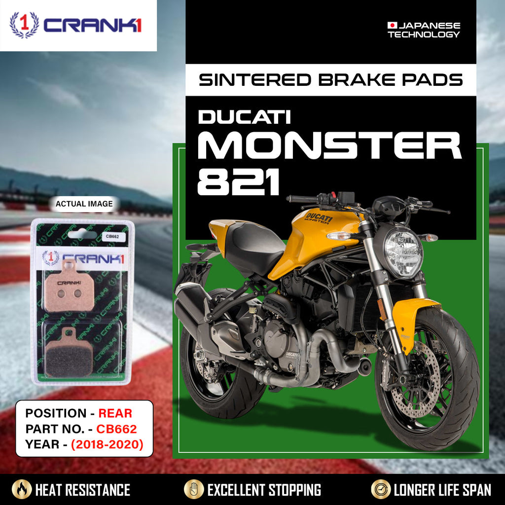 CRANK1 CB662 Rear Sintered Brake Pads for Ducati Monster 821 2018-2020 high performance motorcycle brake pads