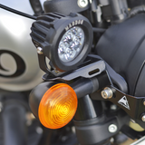 Auto Engina Fog Light Clamp Mount for Royal Enfield Hunter 350 3mm Mild Steel Gloss Black
