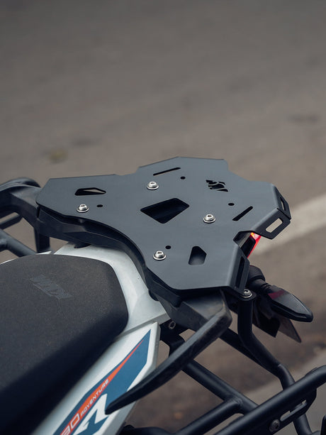 Legundary Custom KTM ADV 890 Huckita Carrier Plate Black mild steel aluminium top rack luggage mount
