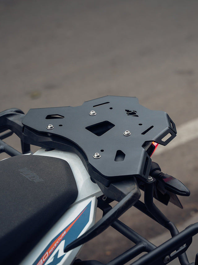 Legundary Custom KTM ADV 890 Huckita Carrier Plate Black mild steel aluminium top rack luggage mount