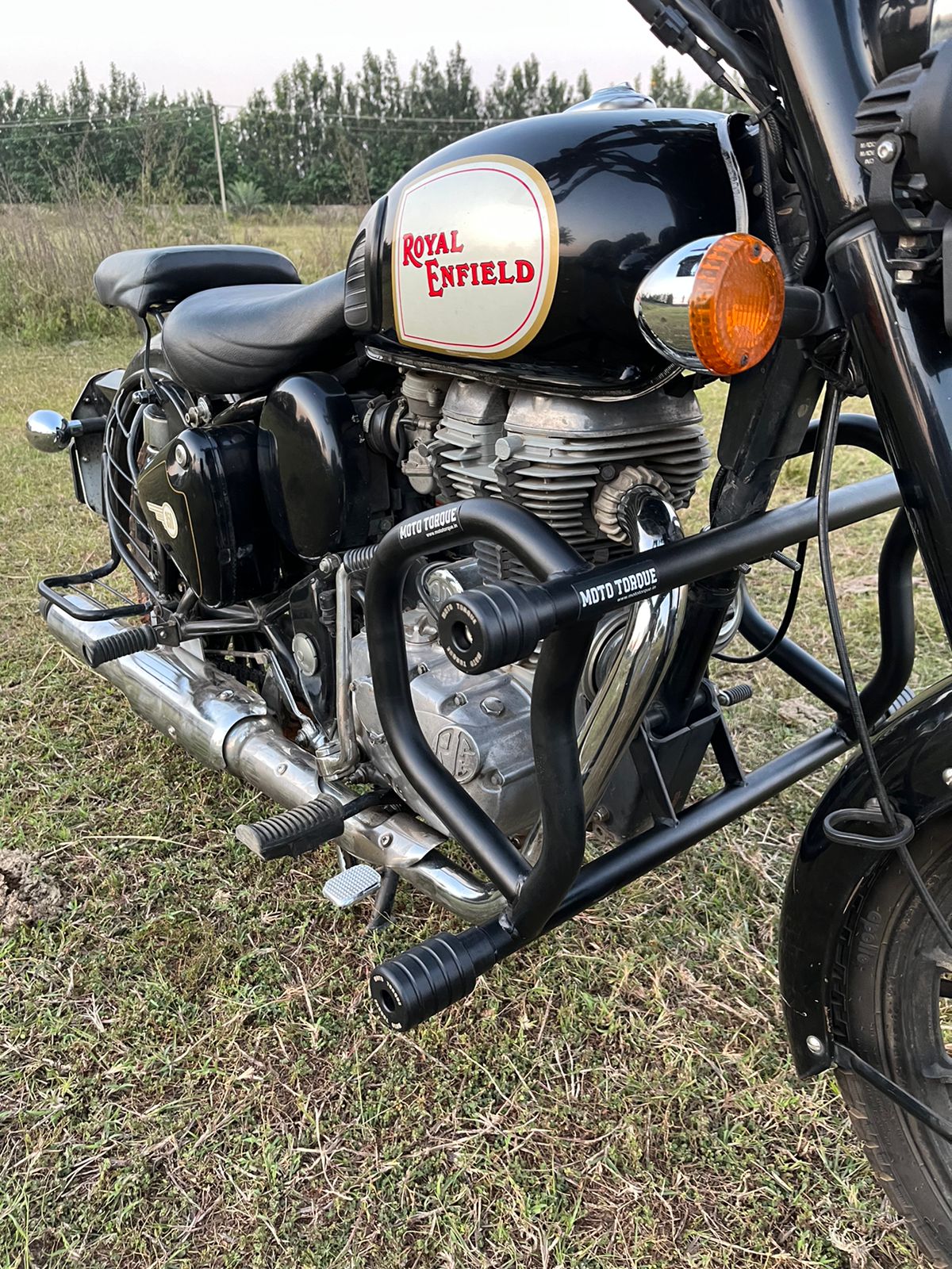 Moto Torque THE BULL crash guard for Royal Enfield Bullet Classic 350 and 500 BS4 heavy duty engine protection accessory