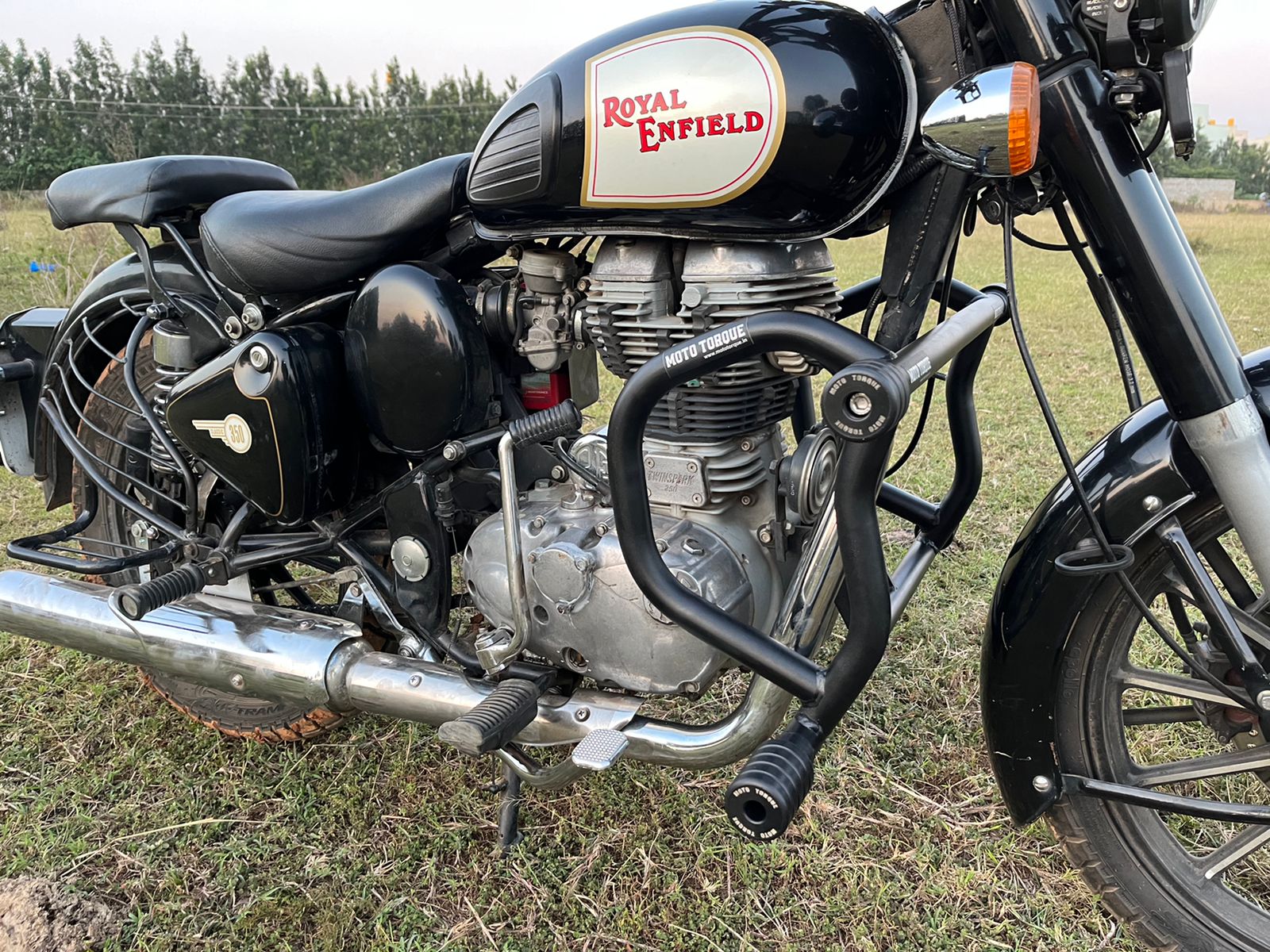 Moto Torque THE BULL crash guard for Royal Enfield Bullet Classic 350 and 500 BS4 heavy duty engine protection accessory