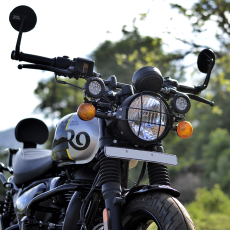 Auto Engina Fog Light Clamp Mount for Royal Enfield Hunter 350 3mm Mild Steel Gloss Black