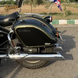 Bycology Rhino Racing Touring Exhaust with polished chrome finish and slash-cut outlets for Royal Enfield Super Meteor 650