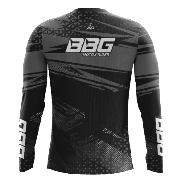 BBG motocross jersey for men in black neon orange and red for off road motorcycle riding