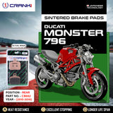 CRANK1 CB662 Rear Sintered Brake Pads for Ducati Monster 796 2010-2016 high performance motorcycle brake pads