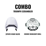 Legundary Custom visor and headlight grill combo for Triumph Scrambler 400 X black silver