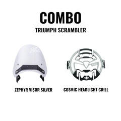 Legundary Custom visor and headlight grill combo for Triumph Scrambler 400 X black silver