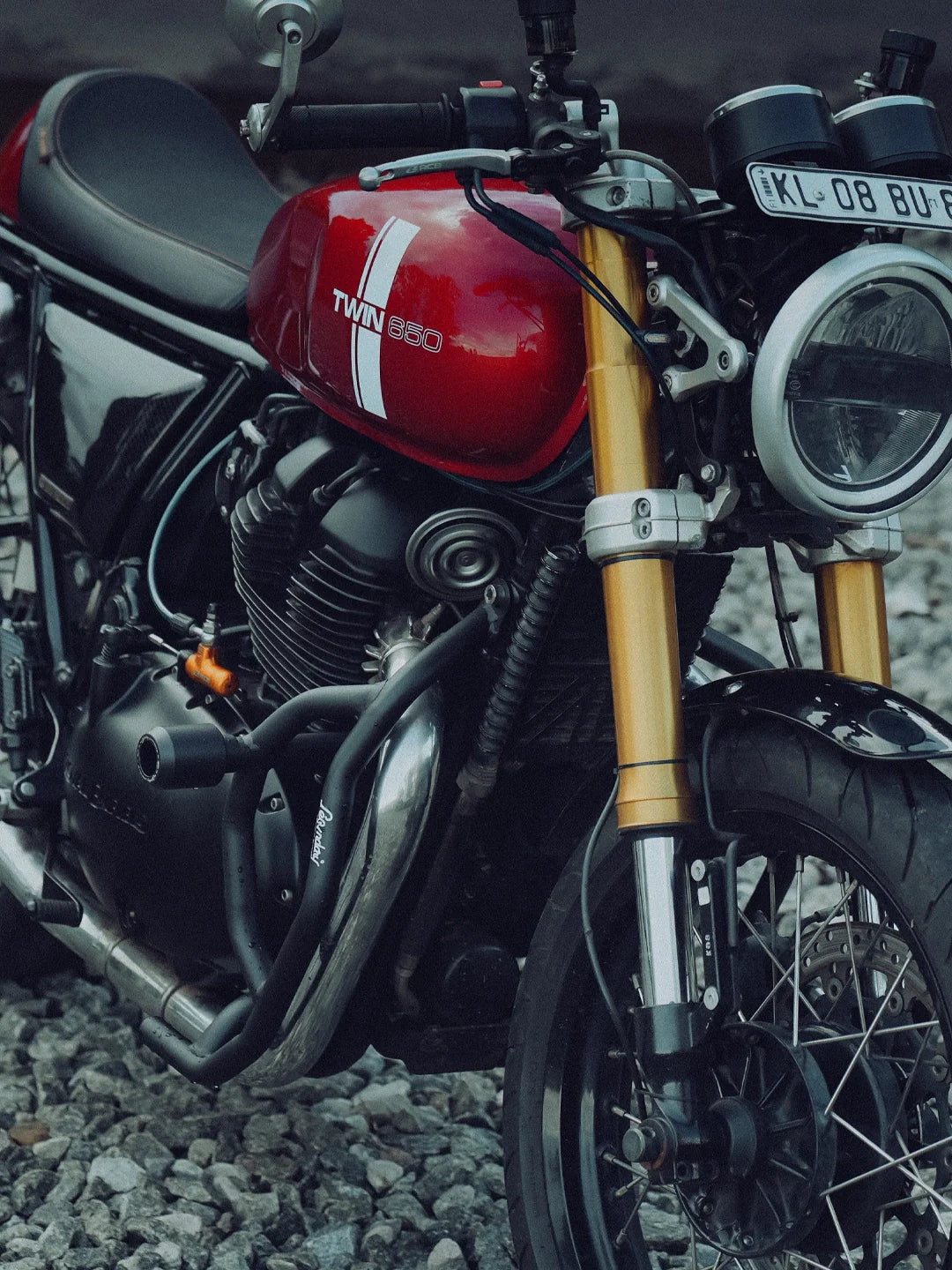 Legendary Custom Interceptor 650 Thanos crash guard with slider black heavy duty engine protection