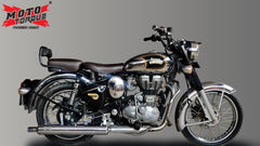 Moto Torque Replica Chrome performance exhaust for Royal Enfield Classic 350 and 500 BS4 with bass sound