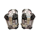 LGP 25L aluminium motorcycle pannier box white mountain graphic mounted on touring bike