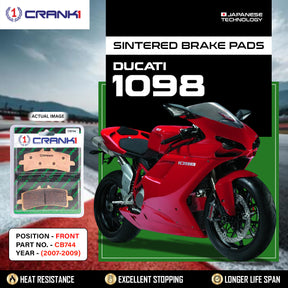 CRANK1 Sintered Front Brake Pads CB744 for Ducati 1098 2007-2009 premium motorcycle brake pads