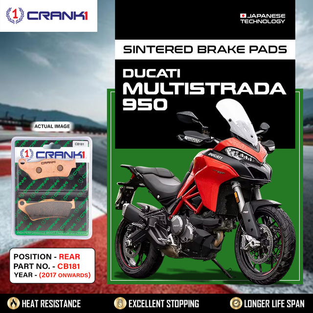 CRANK1 Sintered Rear Brake Pads CB181 for Ducati Multistrada 950 2017 Onwards Motorcycle Brake Pads