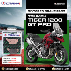 CRANK1 CB312 Sintered Rear Brake Pads for Triumph Tiger 1200 GT Pro (2022 Onwards)