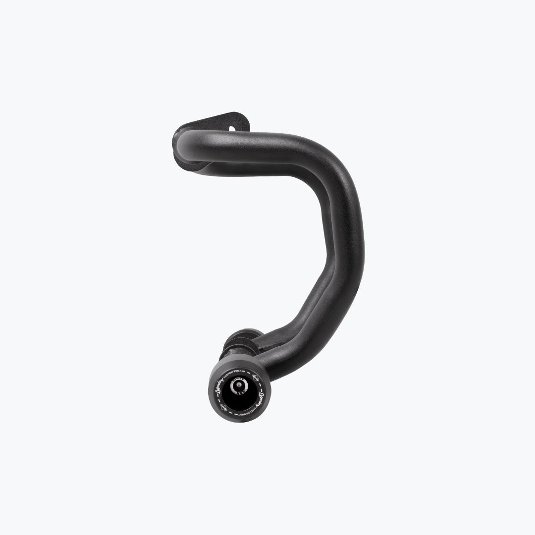 Legundary Custom Hector crash guard for Triumph Scrambler 400 X black mild steel engine guard