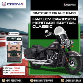 CRANK1 CB692 Sintered Front Brake Pads for Harley Davidson Heritage Softail Classic 2018 Onwards