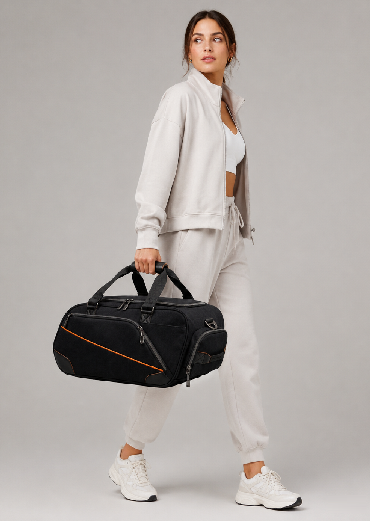 Vantora PROTO 40L Duffle Bag Black and Orange with ventilated shoe pocket