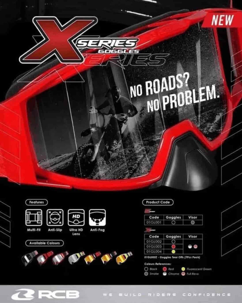 RCB X-Series black chrome motorcycle goggles 01GL002D