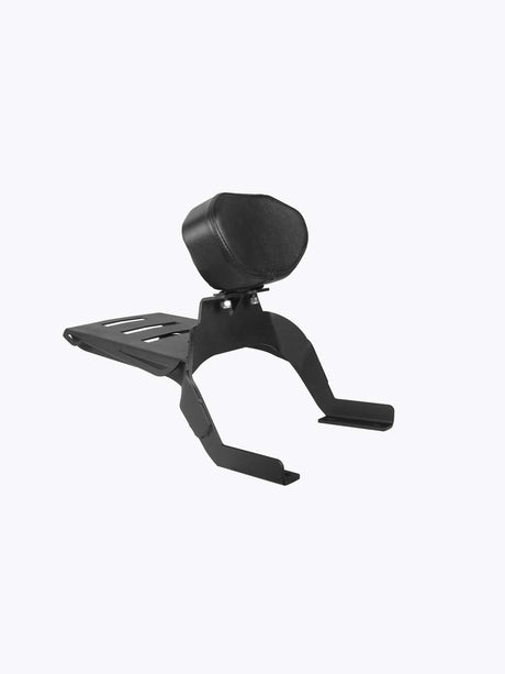 Legendary Custom Interceptor 650 backrest with carrier black pillion support and rear luggage rack