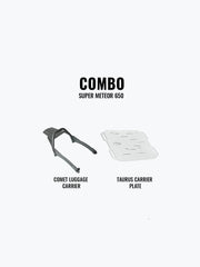 Legundary Custom Comet Luggage Carrier and Taurus Carrier Plate combo for Royal Enfield Super Meteor 650 luggage touring setup