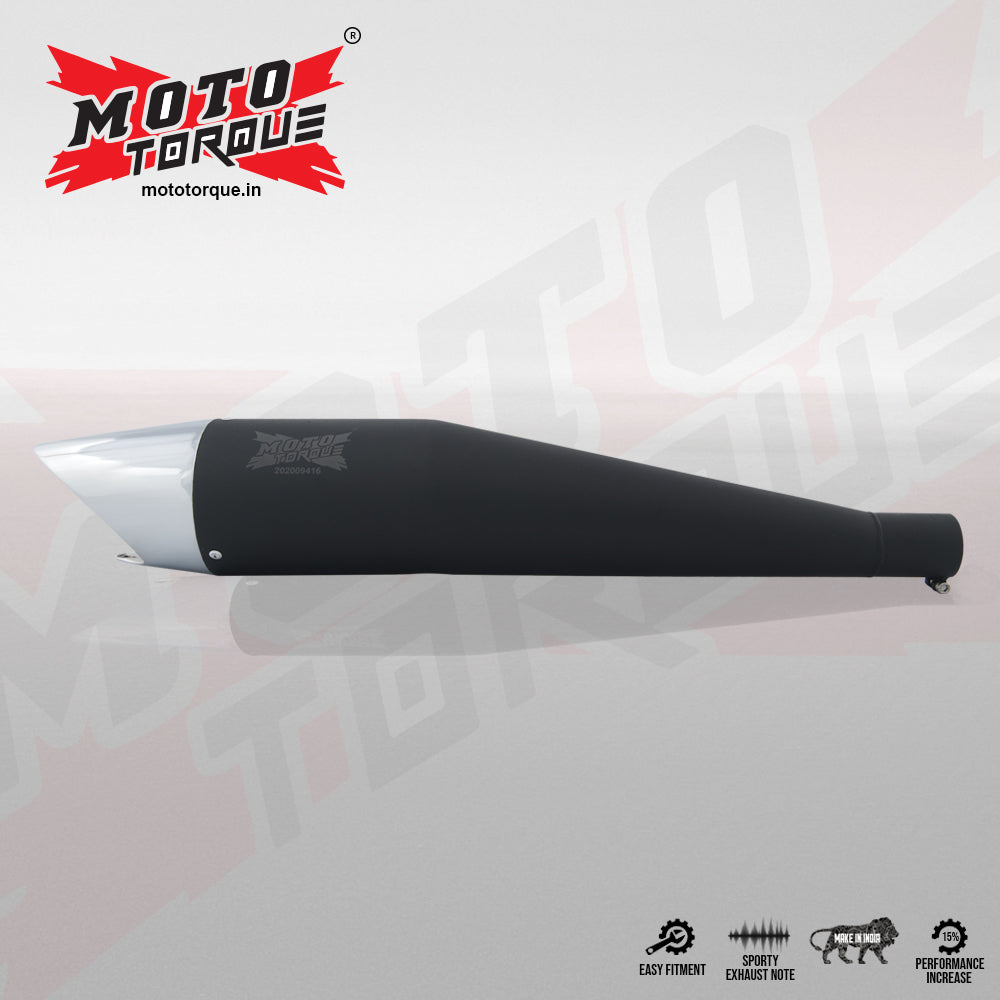 Moto Torque Shark Black Chrome Performance Exhaust for Royal Enfield