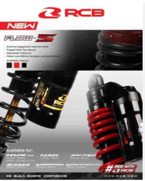 RCB FLOW-S 305mm black gold rear shock absorber for Yamaha Aerox 155 01A0260Z