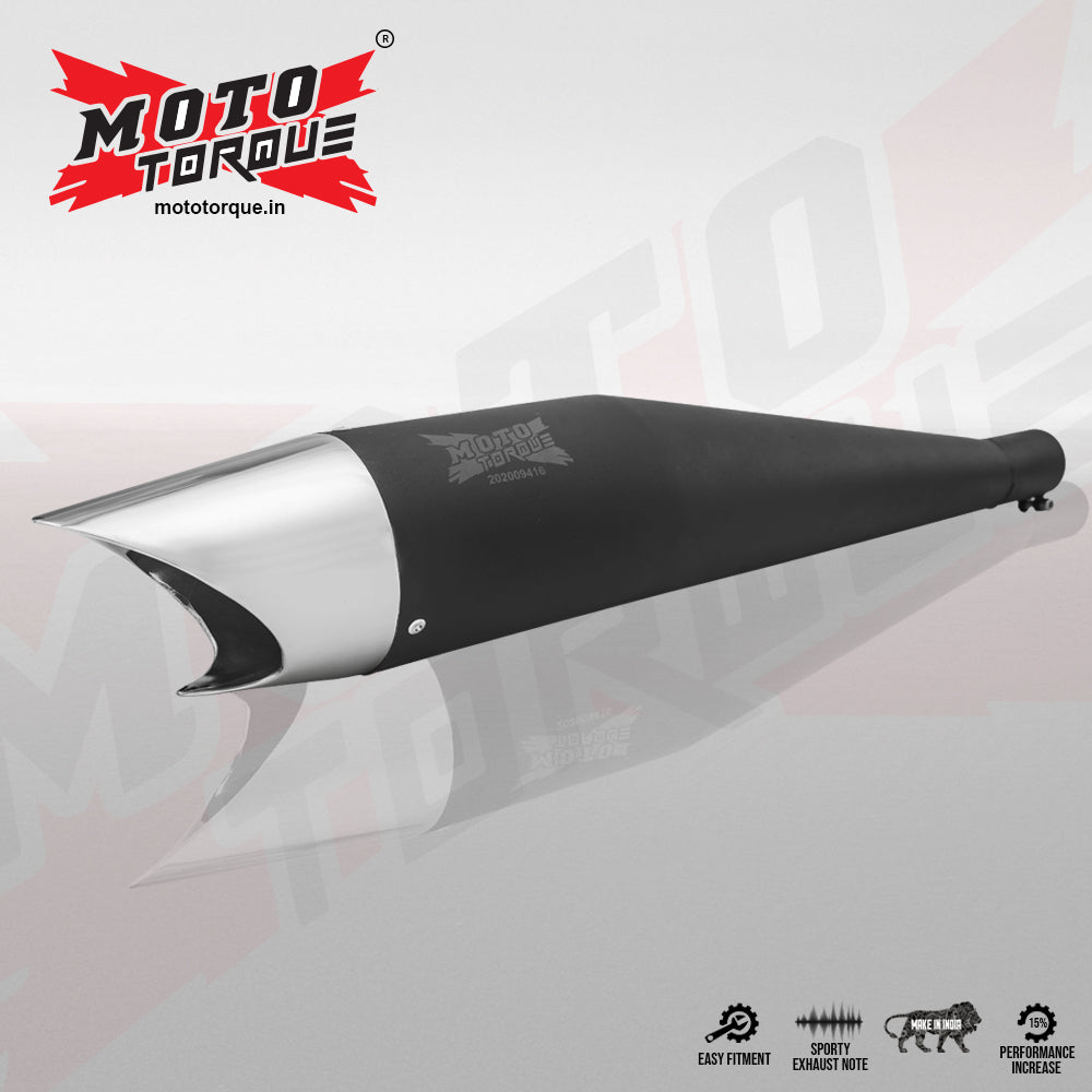 Moto Torque Shark Black Chrome Performance Exhaust for Royal Enfield
