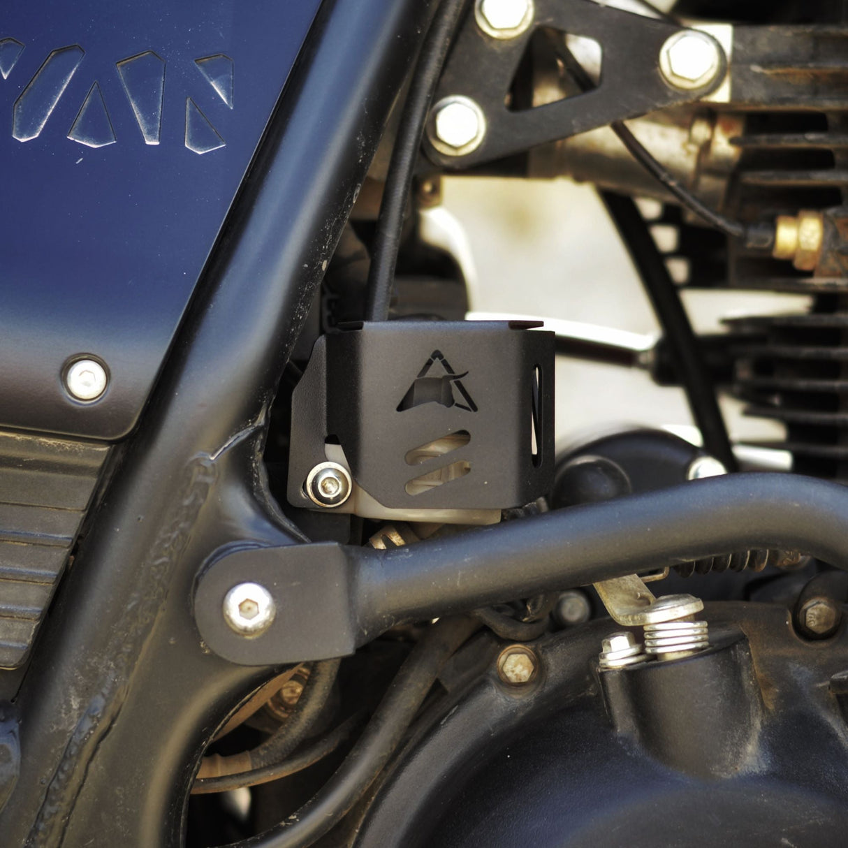 Auto Engina Rear Brake Oil Reservoir Cover for Royal Enfield Himalayan 411 | Laser-Cut Protective Guard