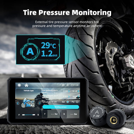 Sash Gears S3 Smart Riding Display with 5 inch touchscreen, wireless Apple CarPlay, Android Auto, dual HD cameras, TPMS and magnetic quick-detachable mount