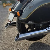 Bycology Rhino Racing Touring Exhaust with polished chrome finish and slash-cut outlets for Royal Enfield Super Meteor 650