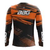 BBG motocross jersey for men in black neon orange and red for off road motorcycle riding