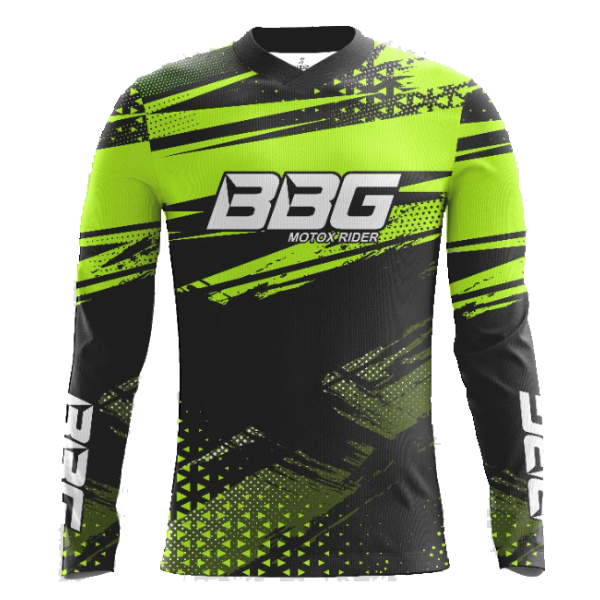 BBG motocross jersey for men in black neon orange and red for off road motorcycle riding