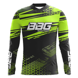 BBG motocross jersey for men in black neon orange and red for off road motorcycle riding