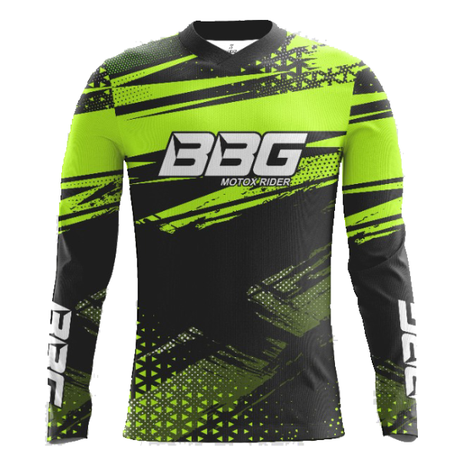 BBG motocross jersey for men in black neon orange and red for off road motorcycle riding